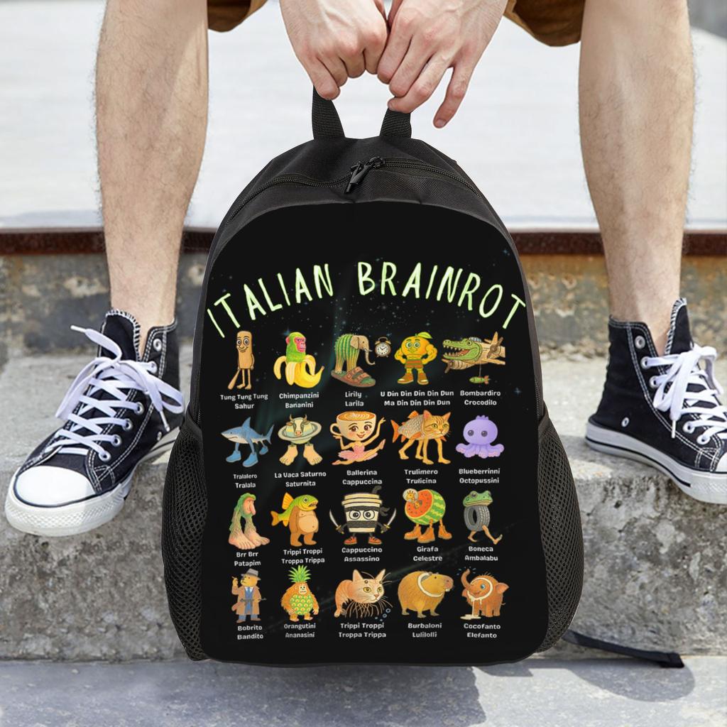 Типы персонажей Italian Brainrot Рюкзак Наружный Студенческий Походный Путешествия Смешной Мем Daypack Ноутбук Компьютер Сумка через плечо