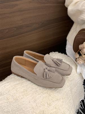 2025 Новые Женские Балетки из Натуральной Коровьей Замши, Лоферы Слипоны для Повседневной Ходьбы, Женская Обувь, Zapatos De Mujer