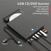 Внешний DVD-привод 8-в-1 USB 3.0, Ультратонкий портативный записывающий привод Type-C, Чтение, Запись, Воспроизведение CD/DVD для ПК с Windows, Mac и Linux