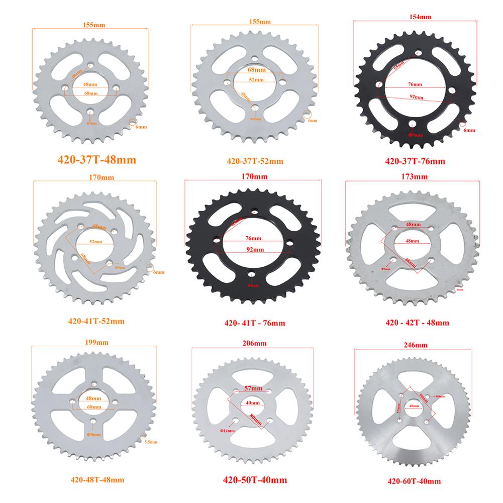 Цепи 420 37T/41T/42T/48T/50T/60T Зубьев Мотоциклетные Звездочки Задняя Задняя Звездочка Для 110cc 125cc 140cc Питбайка