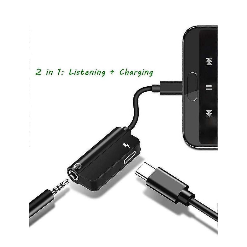 USB C to 3.5mm Adapter, 2 in 1 Aux USB Type C Headphone Audio Adapter Connector