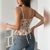 Women's Summer Flower Irregular Flounces Slim New Sexy Backless Lace Up Wrap Top