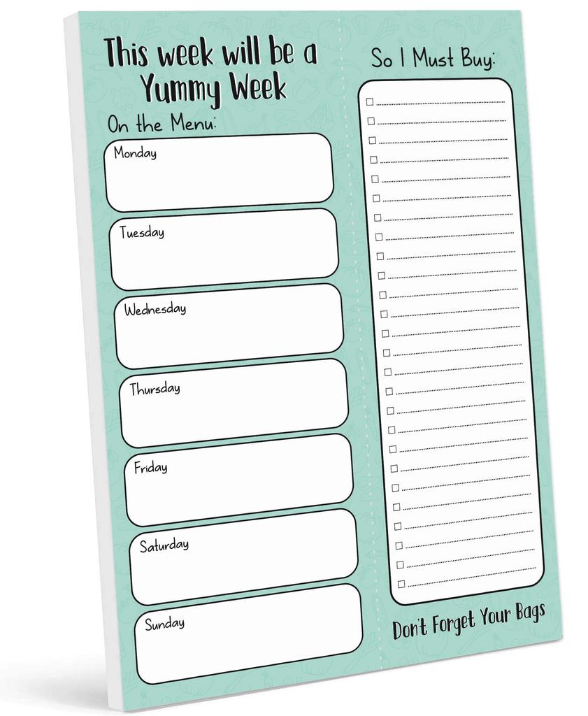 Inkdotpot Weekly Meal Planner Notepad 7"x10 , "Kitchen Menu" Magnetic Meal Planning Pad with Tear Off Grocery S-54 Sheets