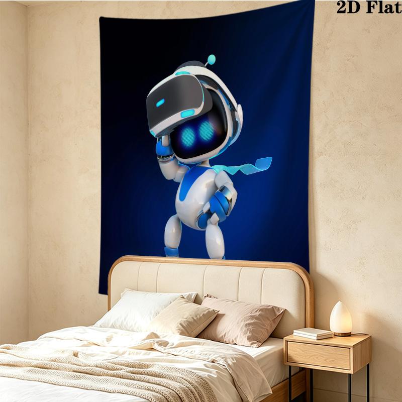Astro Bot Wall Tapestry Aesthetic Wall Hanging Printed Fabric Blanket Decorative Tapestries For Bedroom Living Room Home Decor