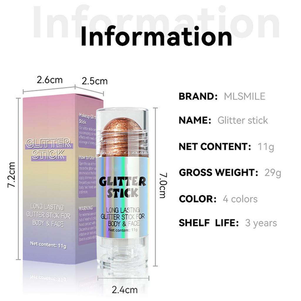 Блестящий роллер-хайлайтер и стик-бронзер для лица и тела, сверкающая мерцающая пудра для макияжа, идеально подходит для фестивальной вечеринки и ежедневного использования