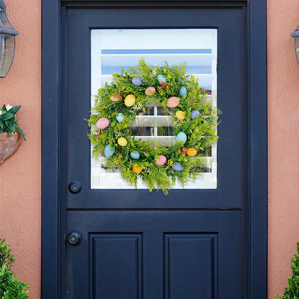 Пасхальный венок с пестрыми яйцами, весеннее украшение двери, нежный венок для пасхального украшения