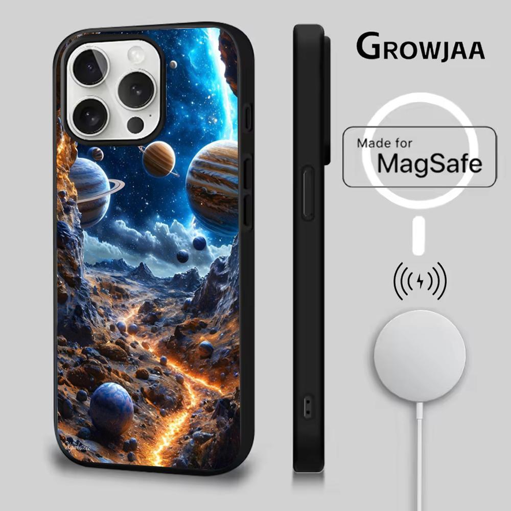 Чехол для телефона 'Сатурн и Солнечная система' для iPhone 16e, 16, 15, 14, 13, 12, 11, Plus, Pro, Max, Mini, с магнитной беспроводной зарядкой Magsafe
