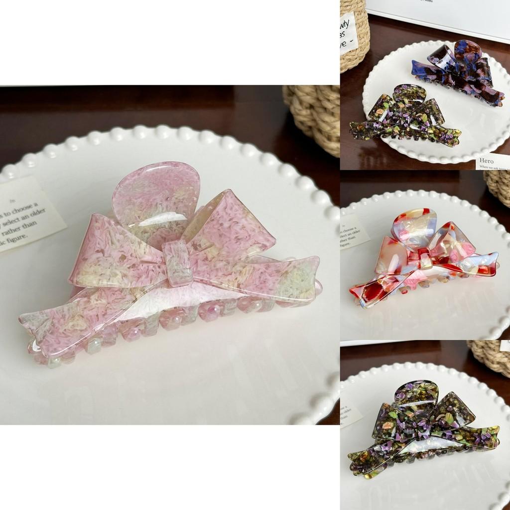 Premium Quality Large Bowknot Acetate Hair Clip Multi-colored Stylish Claw Clip