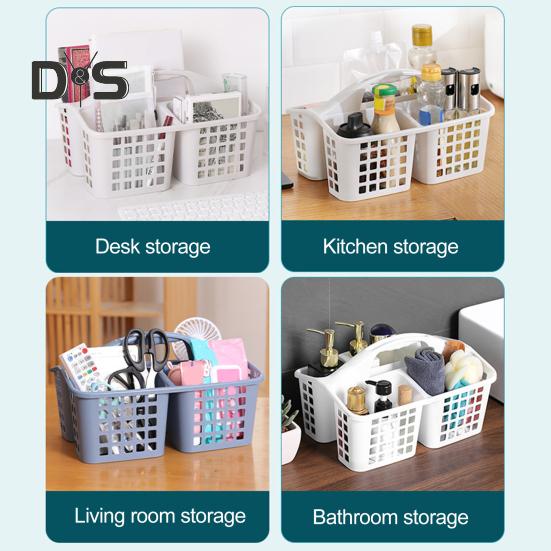 Корзина для хранения в ванной комнате, разделенная сеткой, большая емкость, полипропиленовый пластик, портативный полый домашний органайзер