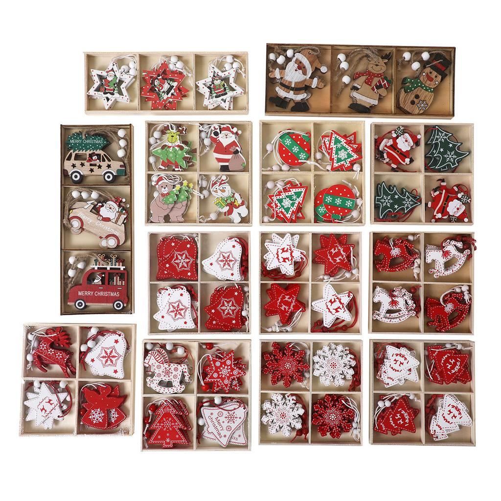 Деревянная рождественская подвеска, рождественская елка, рождественский подарок, деревянная коробка, изящные подвесные рождественские украшения