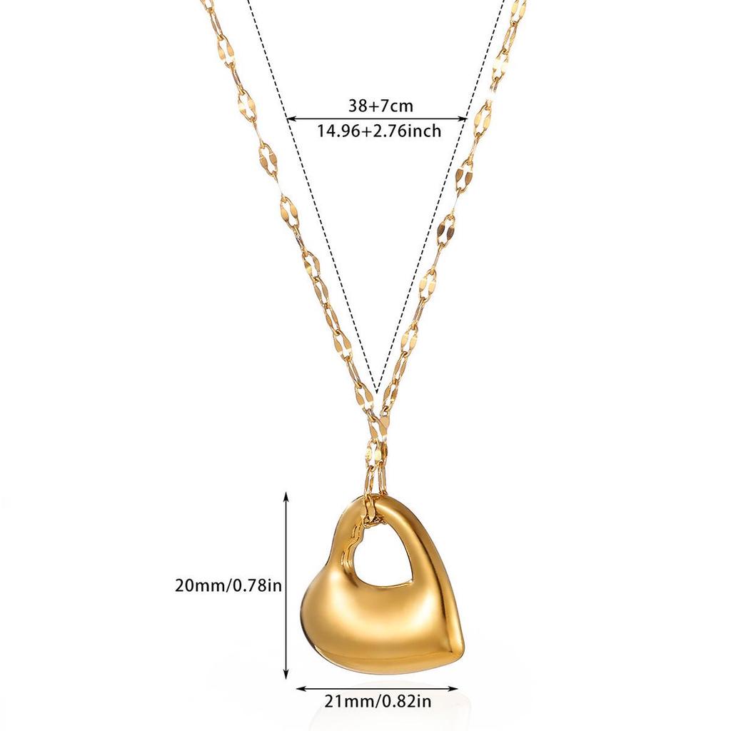 Минималистичное европейско-американское ожерелье-сердце из нержавеющей стали - Уникальная женская ключичная цепочка, трендовый дизайн