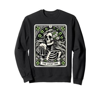Свитшот Lucky One Day Funny Skeleton St. Карты Патрика,