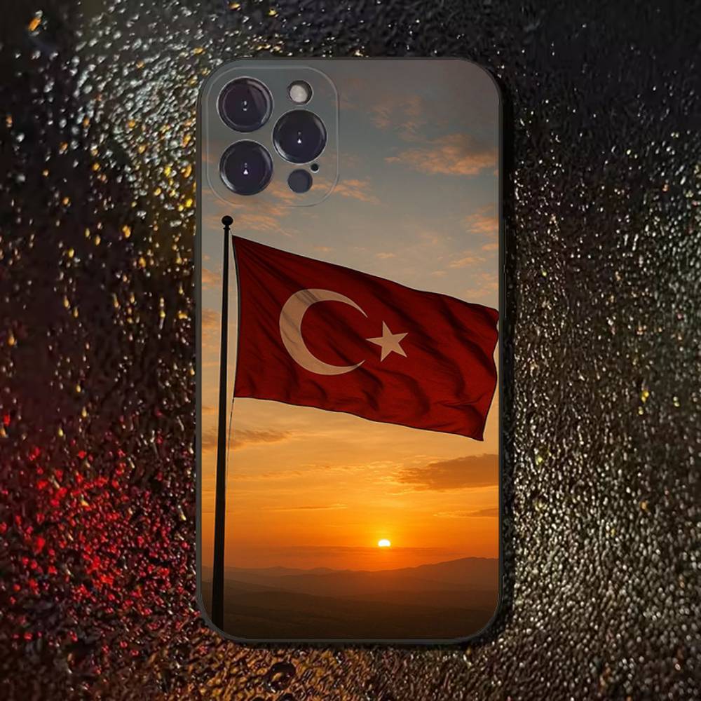 Турция Турецкий Флаг Чехол для Телефона Для iPhone 17,16,15,14,13,12,11 Plus,Pro Max,XS,X,XR,SE,Mini,8,7,Мягкий Силиконовый Черный Чехол