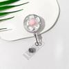 Transparent Worker ID Card Pull Buckle Cute ID Card Badge Holder Clip Floral Badge Reel  For Women