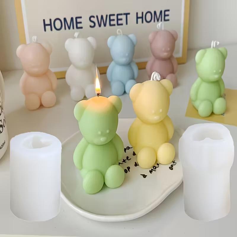 3D Cute Cartoon Bear Silicone Candle Mold DIY Home Decoration Silicone Mold For Resin Teddy Bear Candle Mold