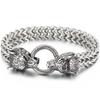 Norse Viking Wolf Head With Square Franco Link Chain Bracelet for Men Stainless Steel Men's Bracelets Masculine Jewelry Gifts