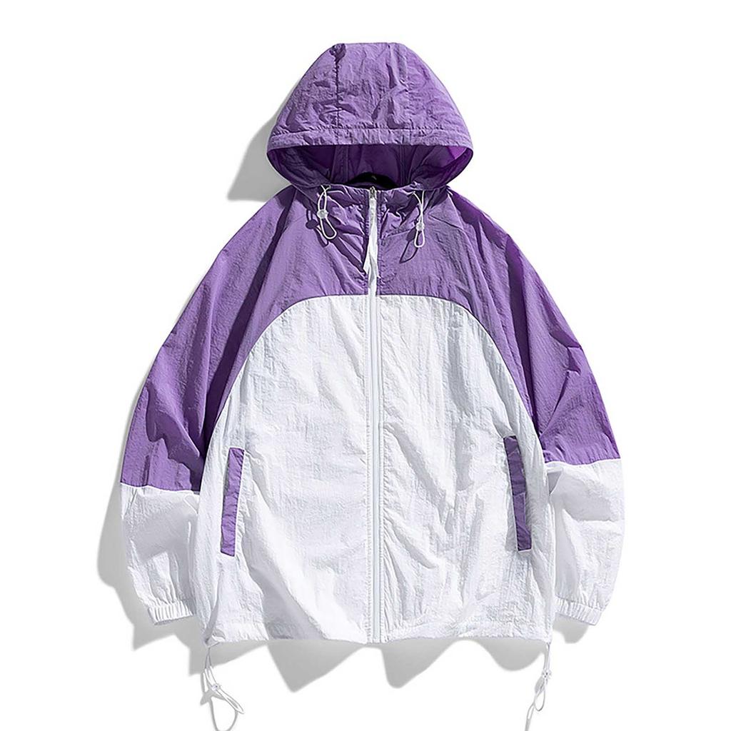 Летняя унисекс модная однотонная тонкая куртка на молнии с капюшоном и солнцезащитным козырьком