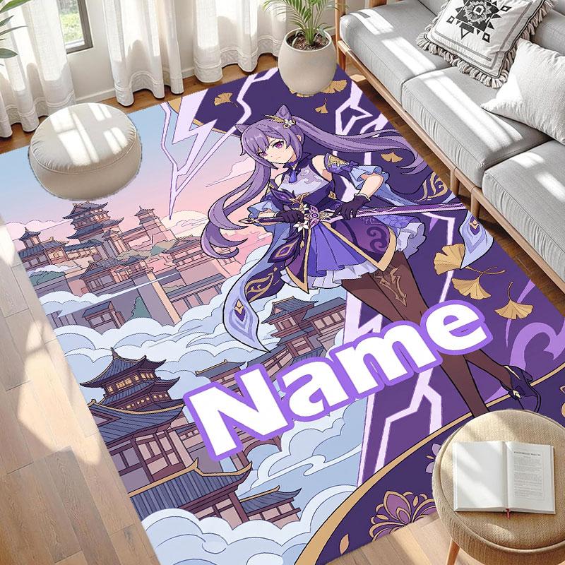 Custom Name Personalized Genshin Impact Print Carpet, Versatile Home Decor Rug, for Playroom, Apartment, Balcony, Entryway, Hallway Gift