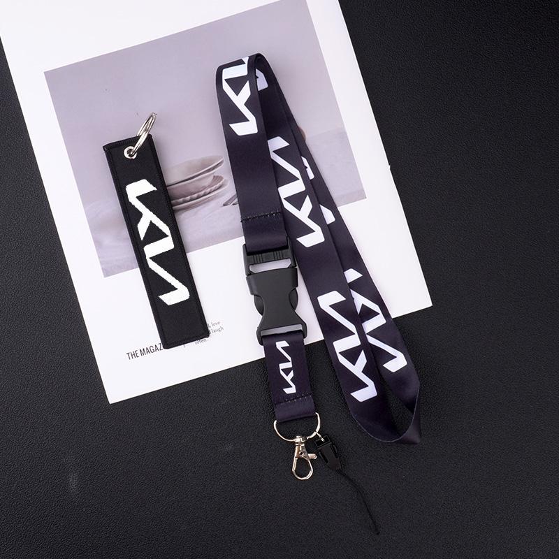 URDV7 Car Keychain Neck Wear ID Card Pass Lanyard Nylon Long Keyring Ribbon For KIA KN Rio Ceed Sportage Cerato Sorento Optima Picanto