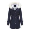 Jackets for Women Fleece Autumn and Winter Removable Hair Collar Women's Pie Over Long-sleeved Hooded Cotton Coat Velvet Coat Cotton Clothing Women