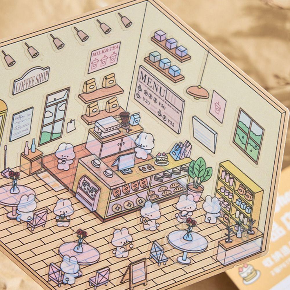 3D визуальная укладка наклеек DIY Пейзажная наклейка для блокнота Подарки Миниатюрная сцена 3D наклейки