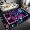 Neon Game Night Area Rug – Vibrant 3D Printed Design with "GAME ON" & Controller Icons, Soft Non-Slip Polyester Carpet for Livin