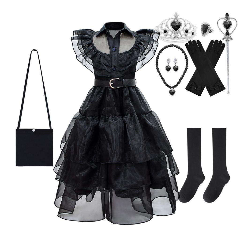 Фильм Среда, платья для косплея, Среда Аддамс, карнавальный костюм, готический ветер, детское платье, костюмы для Хэллоуина
