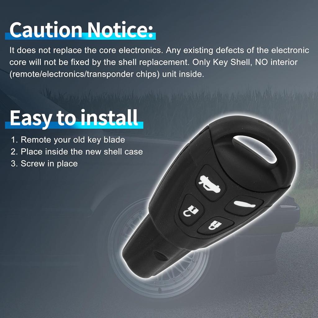 Key Shell Case for SAAB 93 95 2003-2007 Keyless Entry Remote Key Fob Replacement Case 4 Buttons