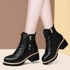 Women Shoes Boots Ankle Autumn British Wind Leather Thick with Fur Ladies Short Boots Motorcycle Heels Boots