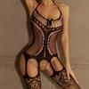 Porn Underwear Crotchless Babydolls Dress Erotic Costume Sexy Halter Neck Bodystockings Fishnet Hollow Baby Dolls Lingerie Women