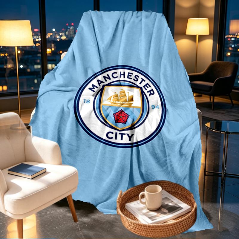 Manchester City FC Print Blanket - Soft & Comfortable, for Bedroom, Travel, Sofa, Home Decoration - Birthday Christmas Gift for Friend