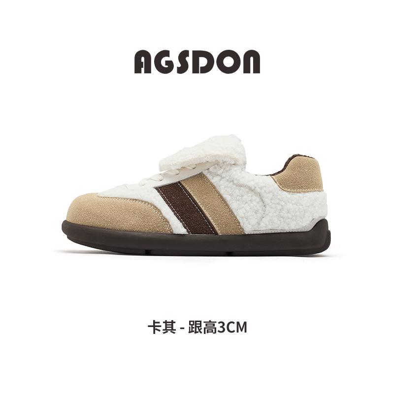 Augustus den velvet German training shoes women's 2025 new autumn and winter thickened cotton shoes Forrest Gump white shoes flip-top fluffy shoes