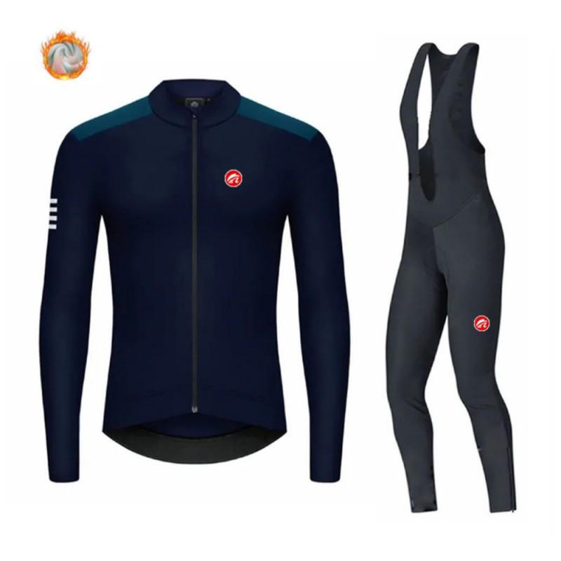 Long Sleeve Cycling Jersey Set Thermal Winter Bike Wear Road Men Women Quick Dry Cotton Blend