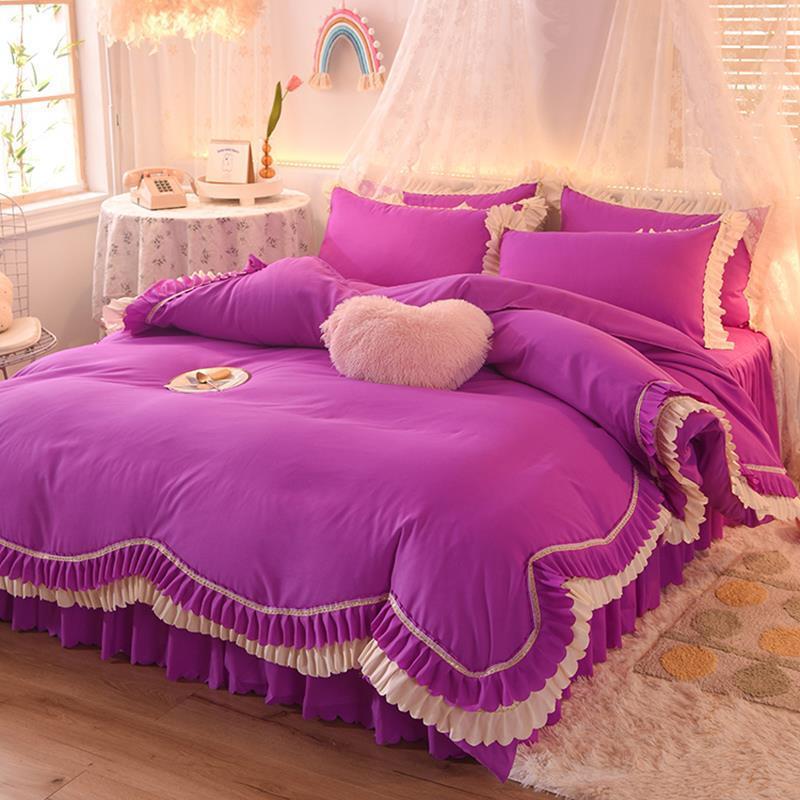 Кружевной постельный подзор из четырех частей, европейская атмосфера, простое одеяло, покрывало, простыня, постельное белье