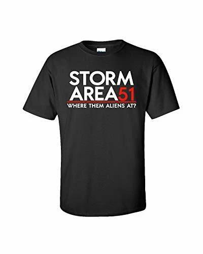 Funny Storm Area 51 Where Them Aliens at Adult Short Sleeve Tee Shirt Black