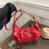 Горячая Y2K однотонная сумка-хобо подмышками для женщин в повседневном стиле из искусственной кожи с бантом, регулируемый ремень, сумка через плечо