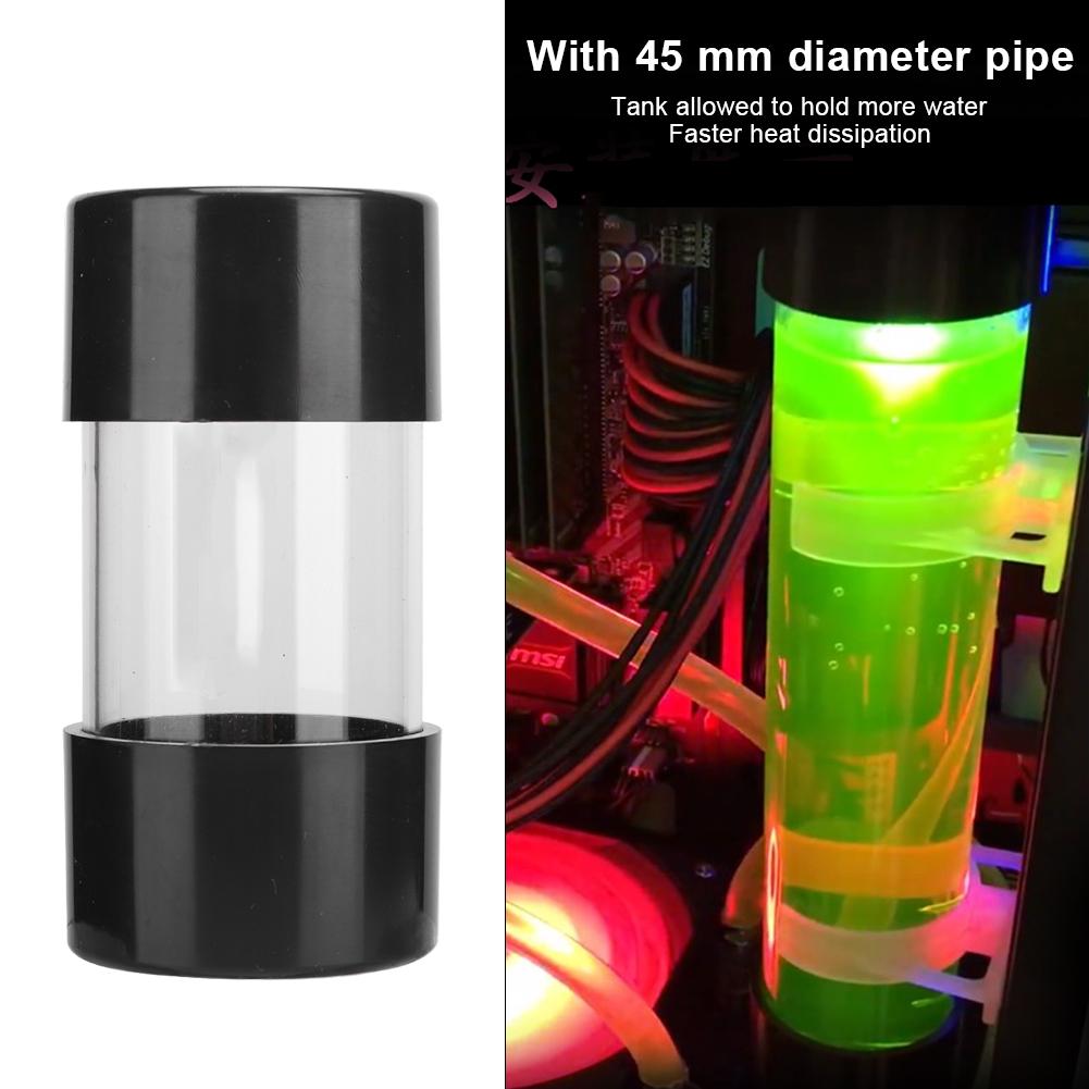 Transparent Cylindrical Computer Water Cooling Water Tank 100MM for Long Term Attraction
