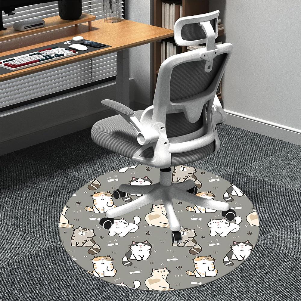 1pc Cats Fish Office Round Area Rug, Under Office Chairs Bedroom Living Room Home Decor, Room Deco, Available in Various Sizes L1024371