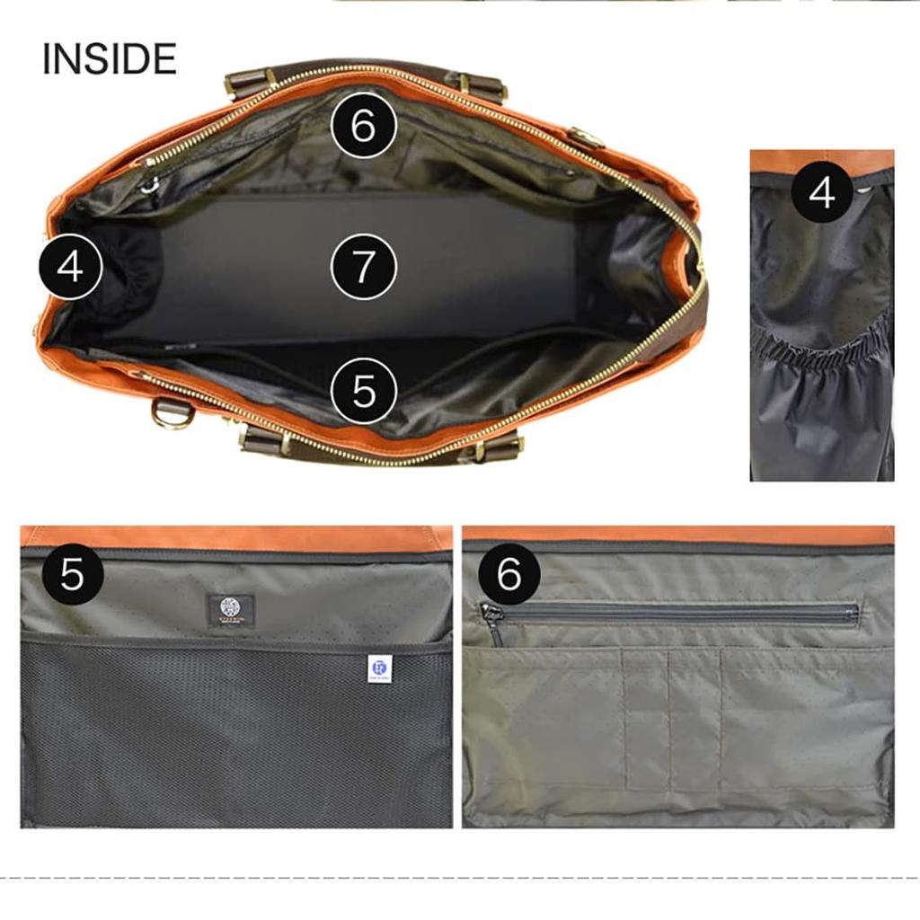 [EW] EVERWIN 21598 Japanese-Made Business Bag for Men and Women, Leather Attached, Lightweight (Navy)