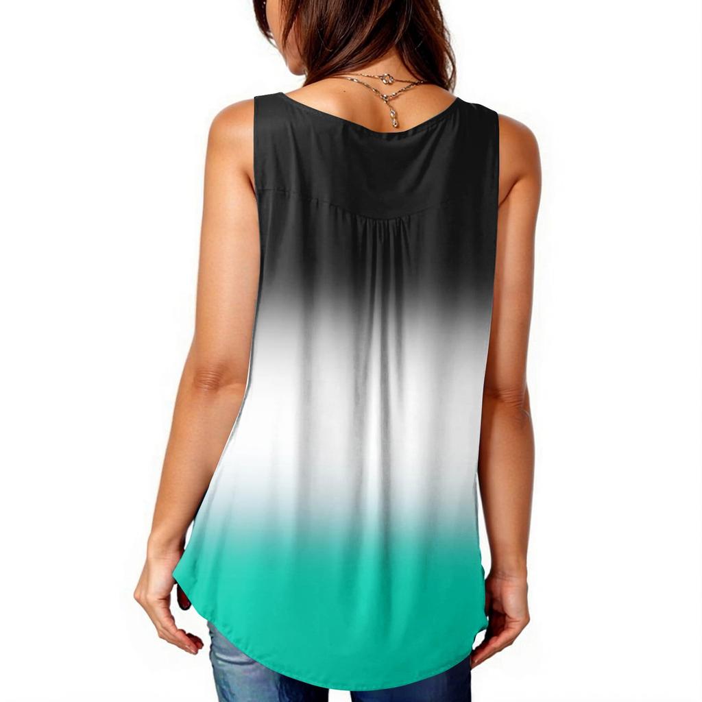 Женская мода плиссированная безрукавка повседневная футболка жилет топ на пуговицах