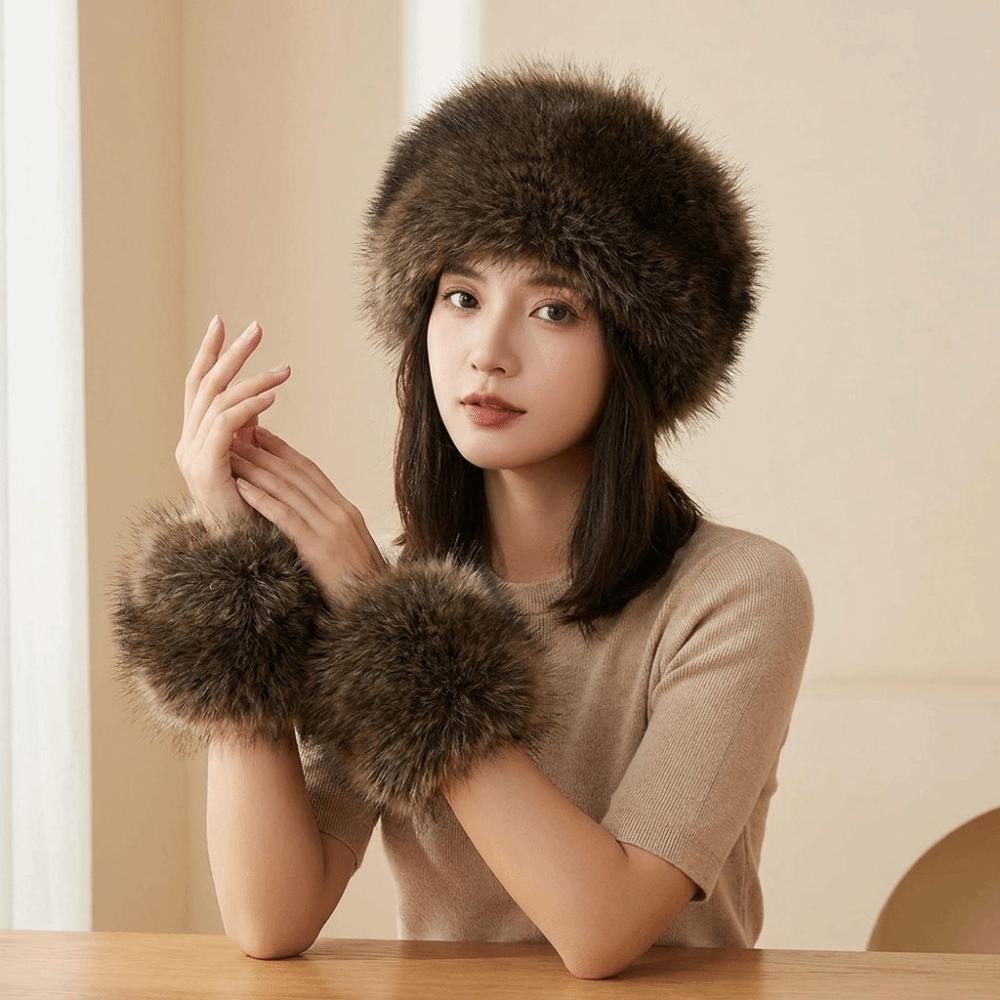 3Pcs/Set Windproof Headband Wristband Set Elastic Wide Warm Thick Hairband Autumn Winter