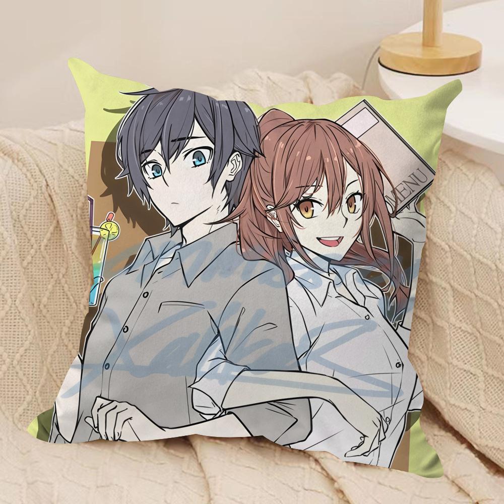 Cartoon HHorimiya Anime Cushion Cover Silky Short Plush Invisible Zipper Dustproof Sofa Pillow Case For Home Decor