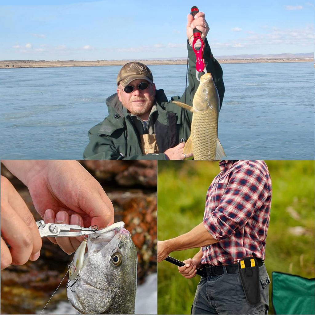 SANLIKE Fish Set with Fishing and Fish Lightweight Aluminum Fish Grip with Storage Case and Red Grip, 2-Piece Scale, Pliers, Catcher, Non-Slip