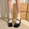 French Single Shoes Women's 2025 Summer New Mary Jane Shoes Thick Heel Square Head Small Leather Shoes