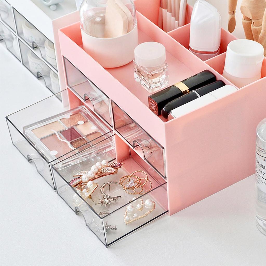 Розовый органайзер для ручек для столешницы, маленький и удобный ящик для хранения для офиса и дома, 4 ящика, хранение, многофункциональный, предметы,