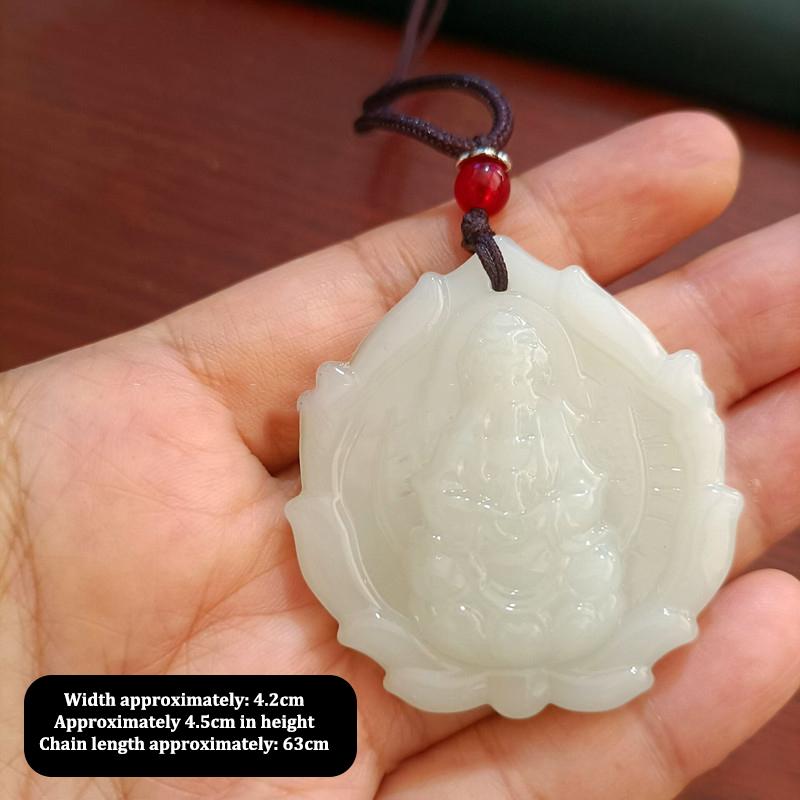 Китайский стиль зеленый нефрит ручной работы Гуаньинь нефрит кулон ожерелье буддийский орнамент амулет для женщин мужчин счастливый ювелирный подарок