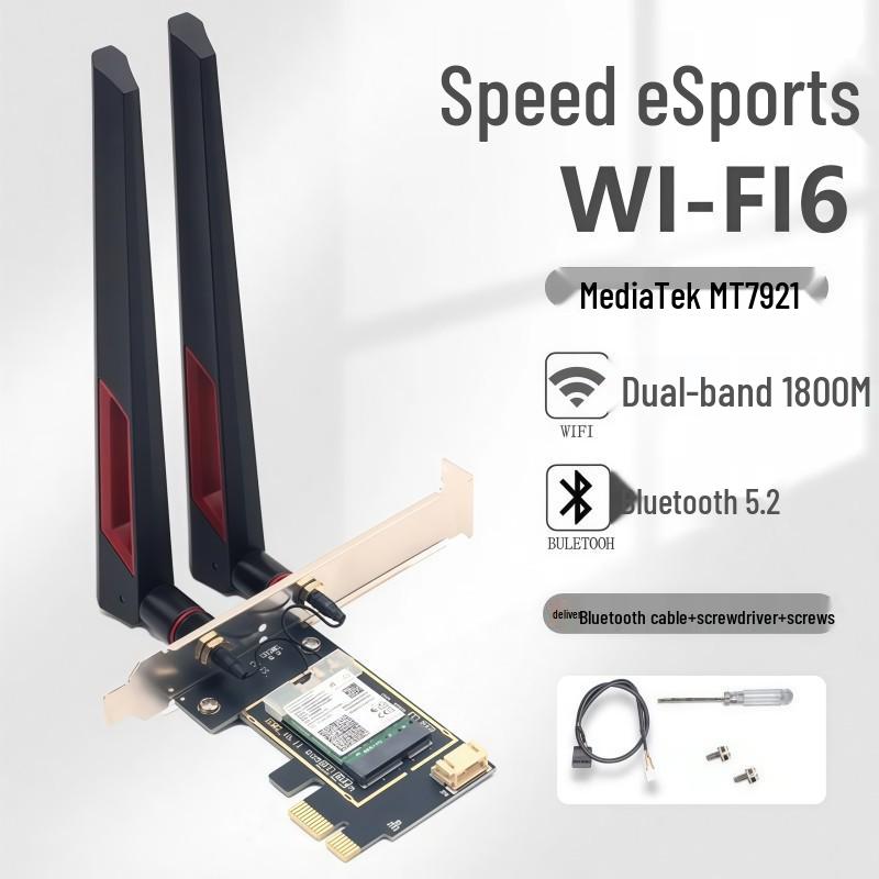 MT7922 WiFi 6E Трехдиапазонная беспроводная сетевая карта PCIe 5374 Мбит/с с Bluetooth 5.3 для настольных компьютеров