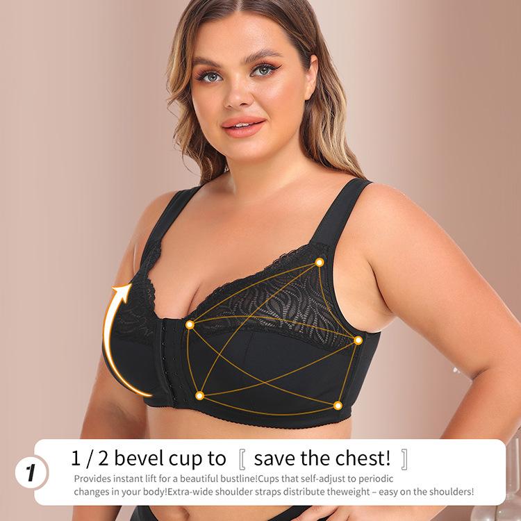 Adjustable Side-Supporting Body-Shaping Vest-Style Longline Plus Size Sports Bra with Three-Row Hook-and-Eye Closure