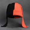 Зимняя вязаная шапка с длинными заячьими ушками, контрастного цвета, унисекс, плотная, теплая, высокоэластичная, ветрозащитная