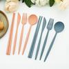 Portable Travel Dinnerware Set Knife Fork Spoon Chopsticks With Cutlery Box Student Office Worker Flatware Set BBQ Party Tableware Set